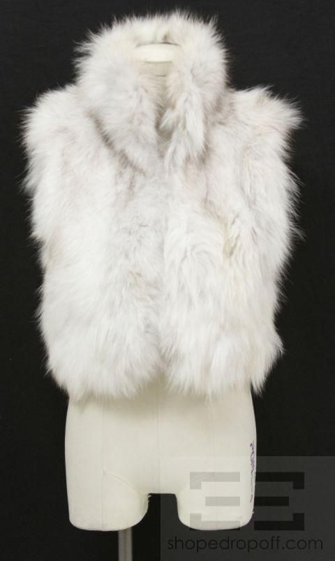 Adrienne Landau White and Tan Fox Fur Vest Size Small