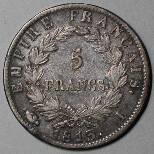   Grade Limoges France Silver 5 Francs Napoleon I First Empire