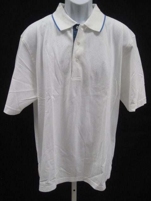 NWT ALAN FLUSSER Mens White Polo Golf Shirt Top Size L