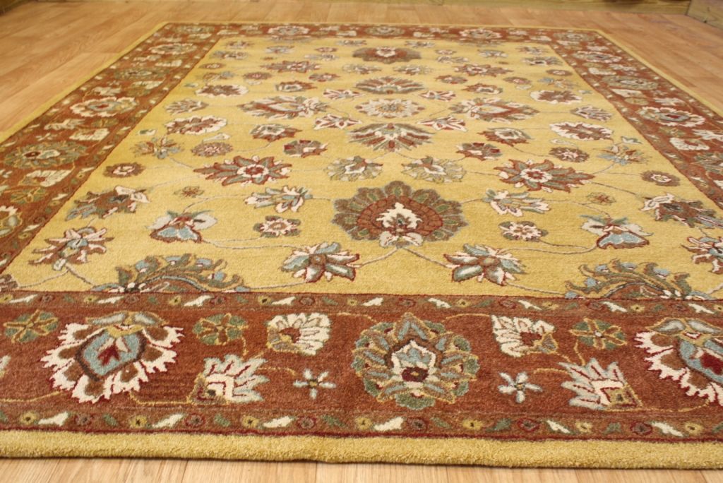 Amazing Gold Agra Wool Handmade Persian Design Oriental Area Rug 