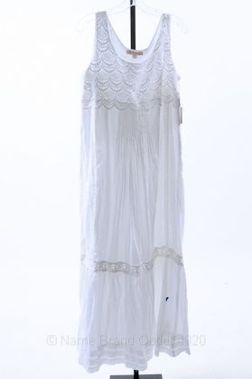 ALBERTA FERRETTI white 8 M sleeveless pleated crochet lace dress NEW 