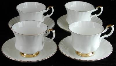 Four Royal Albert Val Dor Cups Saucers