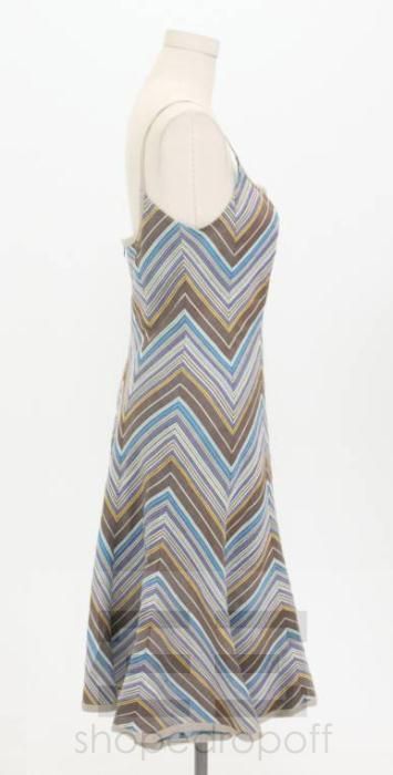 Akris Punto Multicolor Stripe Silk Sleeveless Dress Size US 6