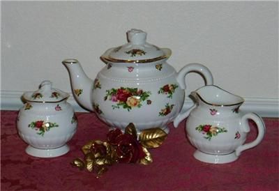 New Royal Albert Old Country Roses 3 PC Fluted Tea Set