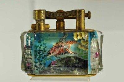 rare vintage alfred dunhill aquarium table lighter nr