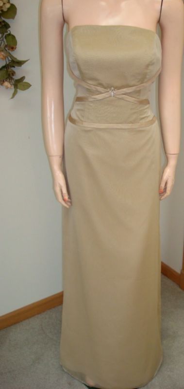A96 $150 Light Cafe Allure Chiffon Formal Evening Gown Size 10