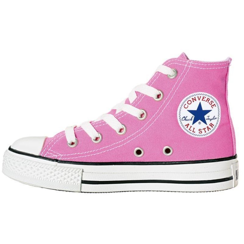 Kids Girls Converse All Star Hi Chuck Taylor Pink Canvas Trainers 