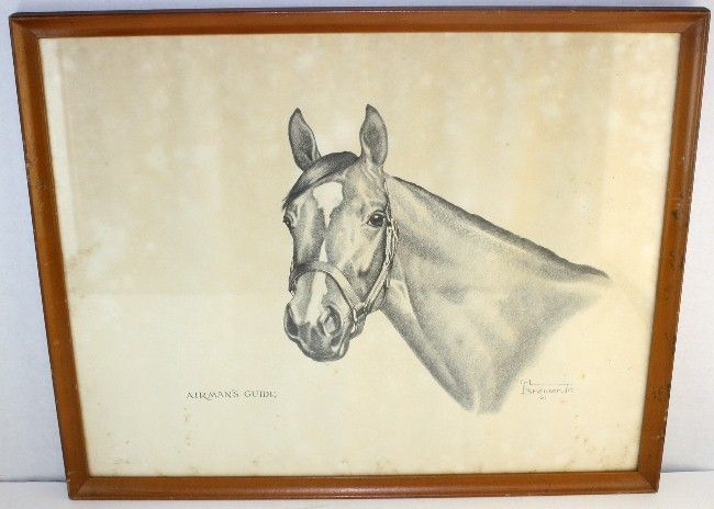 1961 Allen F Brewer Airmans Guide Horse Signed Artist Print