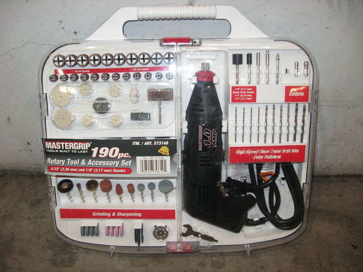 MASTERGRIP 190PC ROTARY TOOL ACCESSORY SET OPEN BOX 7396125