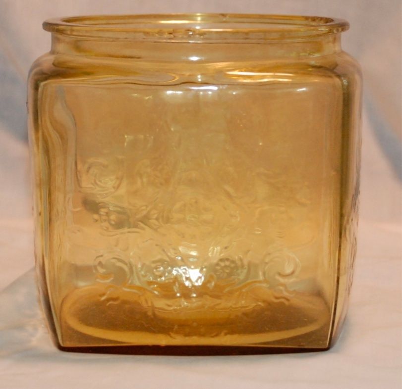 Federal Depression Glass Madrid Amber Cookie Jar No Lid