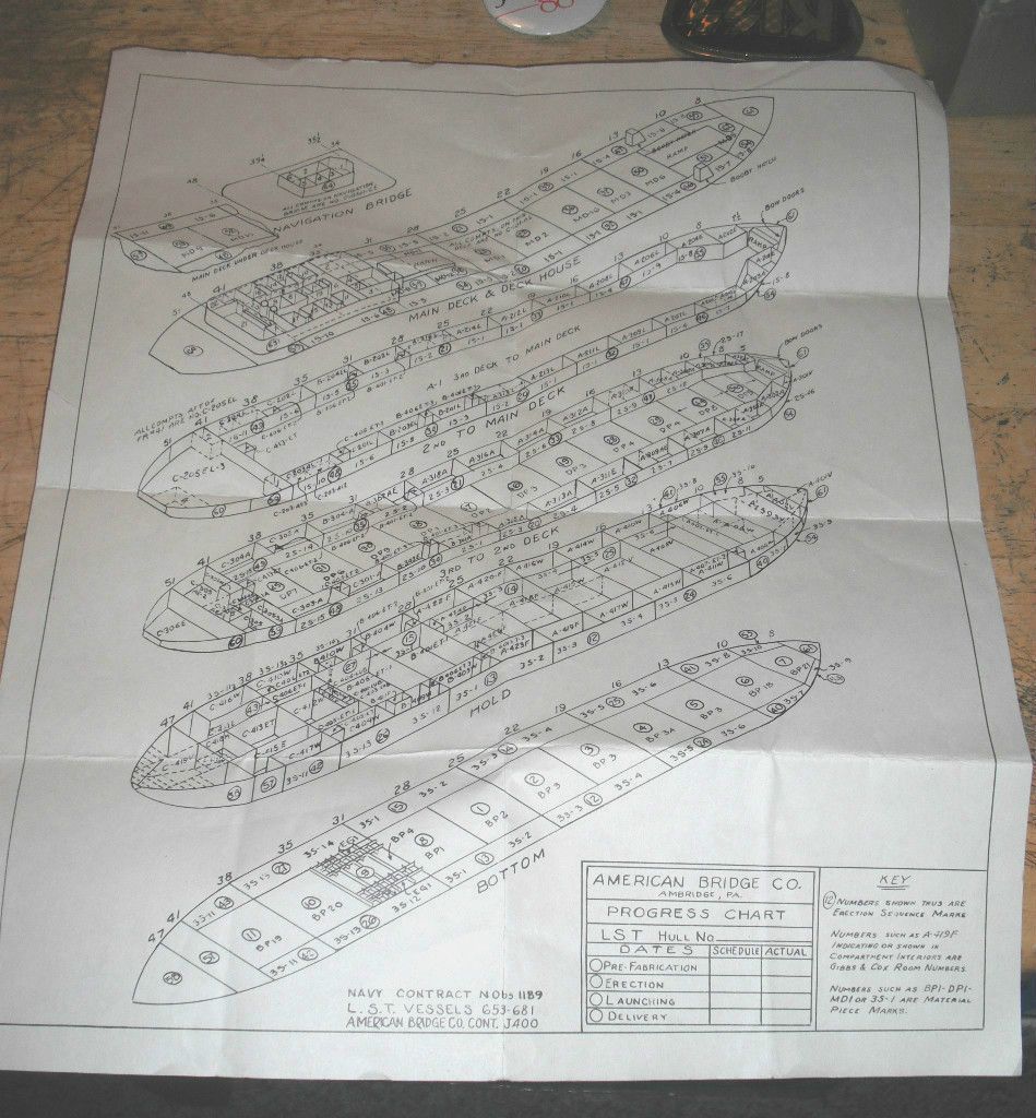 World War Two WW2 WWII AMERICAN BRIDGE PLANS FOR LST VESSELS