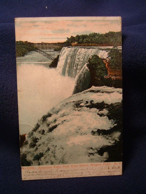 Description GOAT ISLAND SCENE OF AMERICAN FALLS. Early 1907 