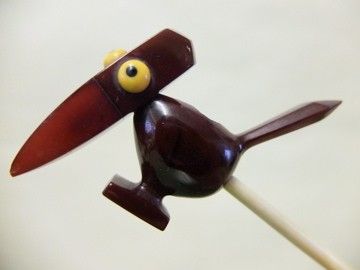 Exceptional Art Deco Cherry Red Amber Bakelite Pipe Crazy Bird Dunhill 