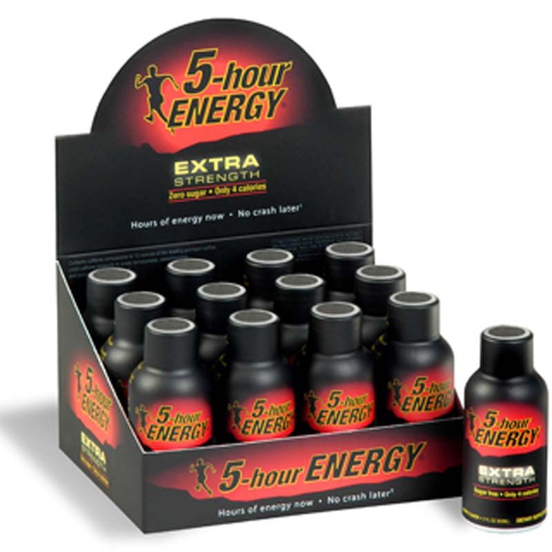 Hour Energy Drink Extra 12 Bottles Sugar Free Amino Acid B Vitamin 