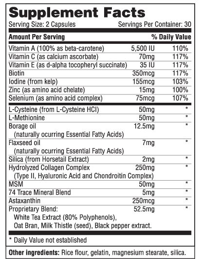 Dpi Laboratories Hair Skin and Nails Essential Nutrients Vitamins 60 