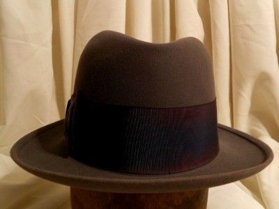   Twenty Fedora Hat Gray Unique Violet Blue Blend Ribbon Sz 7 1 8