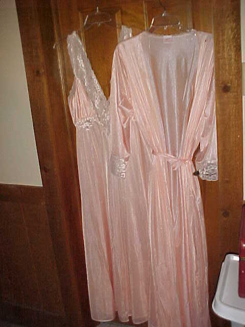 JILL ANDREA of New York Peignoir Nylon Robe Nightgown vtg MINT Long 