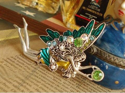   Jewelry Retro Rhinestone Angel Wings Girl Color Pin Brooch