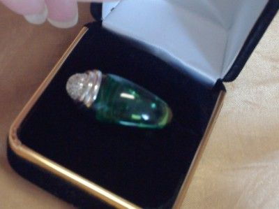 Angelique de Paris Ring Authentic Jade Green Sterling Original Box Bag 