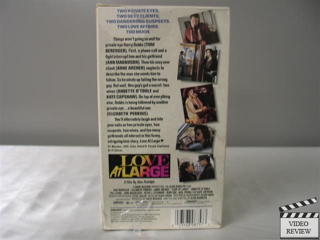 Love At Large VHS Tom Berenger, Elizabeth Perkins, Anne Archer
