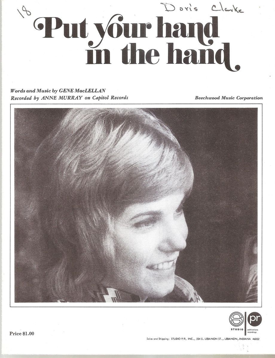 Sheet Music Put Your Hand in The Hand Anne Murray 206