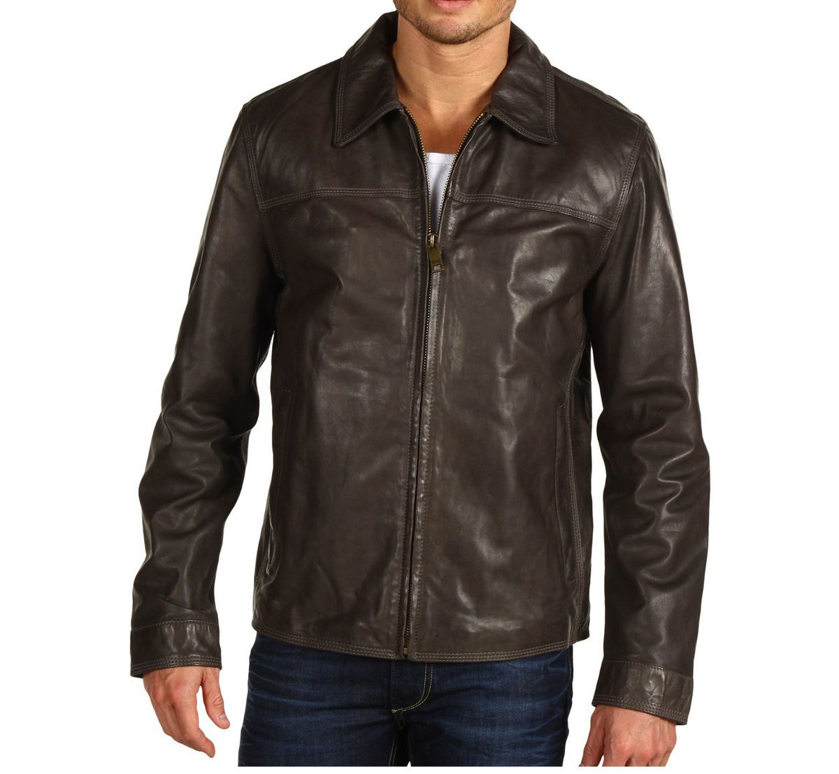 Marc New York by Andrew Marc Anson Leather Jacket Anthracite LRG XL 