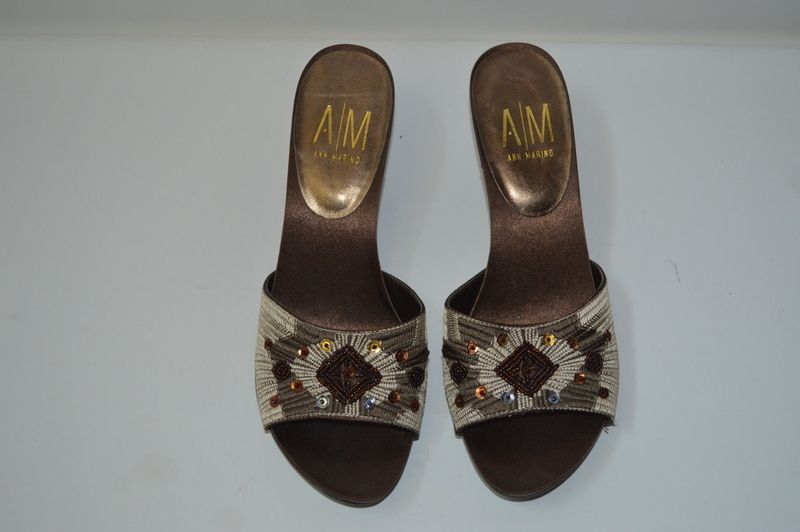 Ann Marino Kitten Heel Slip on Womens Sandal 10 Medium