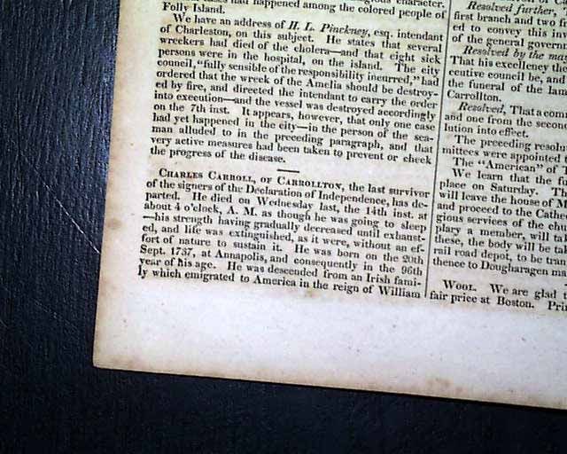 Charles Carroll Death Andrew Jackson Presidential Election 1832 Old 