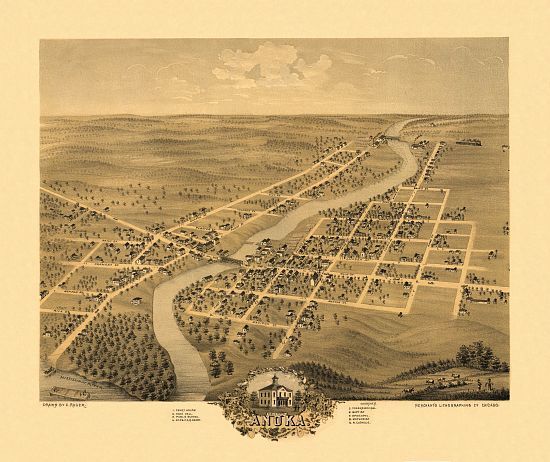 View Map 1869 Minnesota Anoka County Birds eye view of Anoka Anoka 