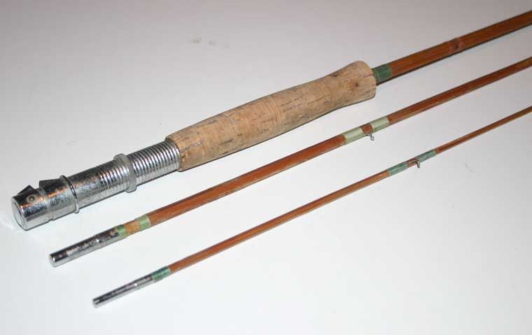 Vintage 3 Piece 9 1/2 Ft Bamboo Fly Fishing Rod   Old   Antique