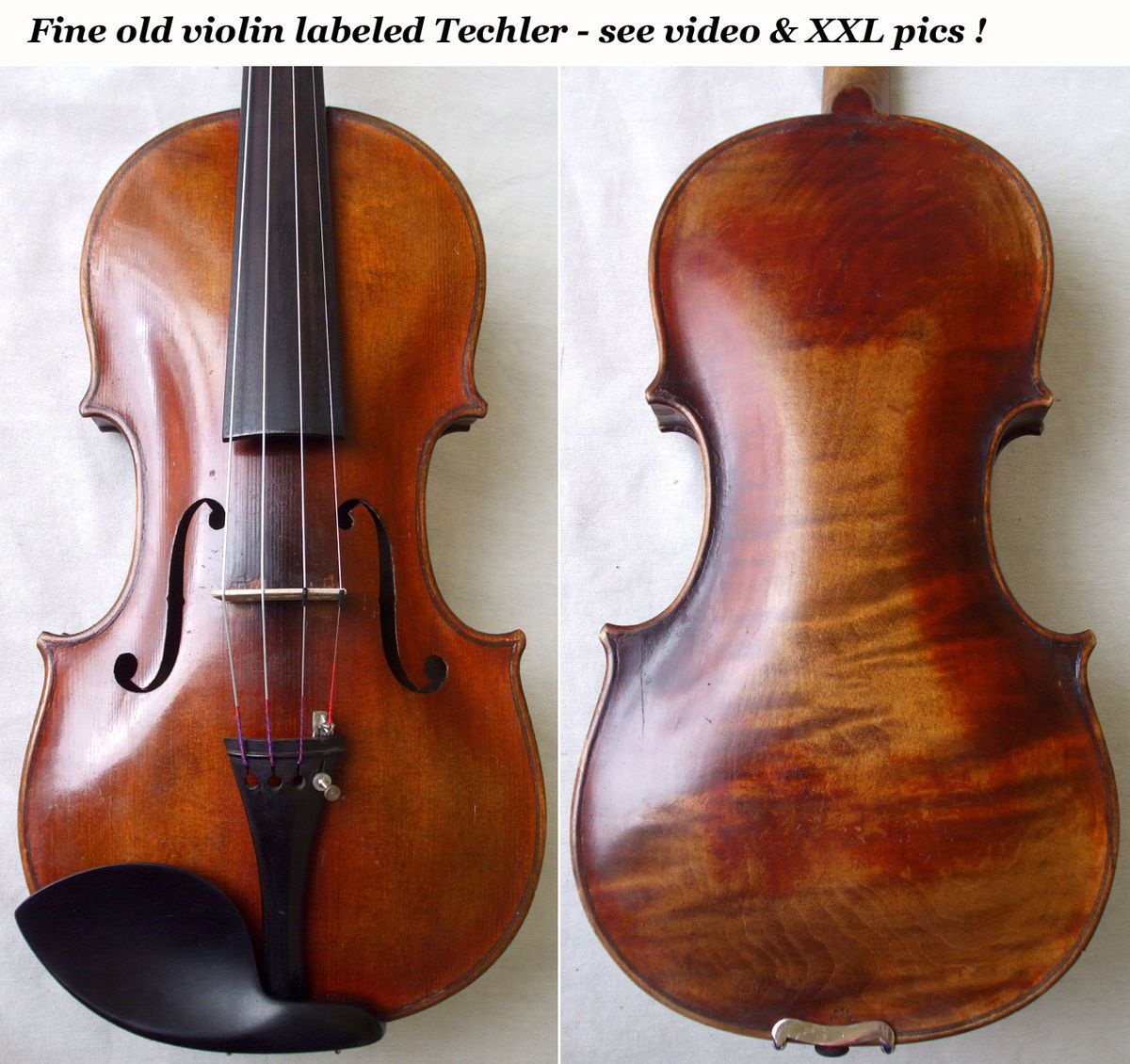 OLD GERMAN VIOLIN lab DAVID TECHLER see VIDEO VINTAGE ANTIQUE