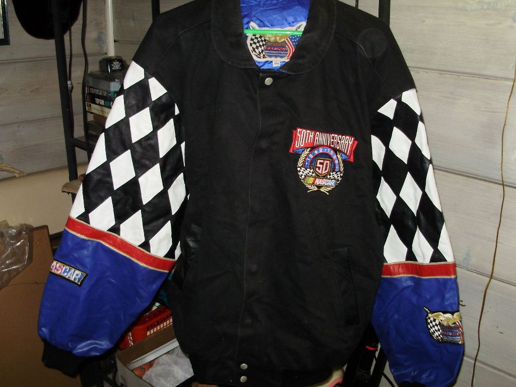 NASCAR 50th ANIVERSARY JEFF HAMILTON XXL MENS JACKET WITH LEATHER 