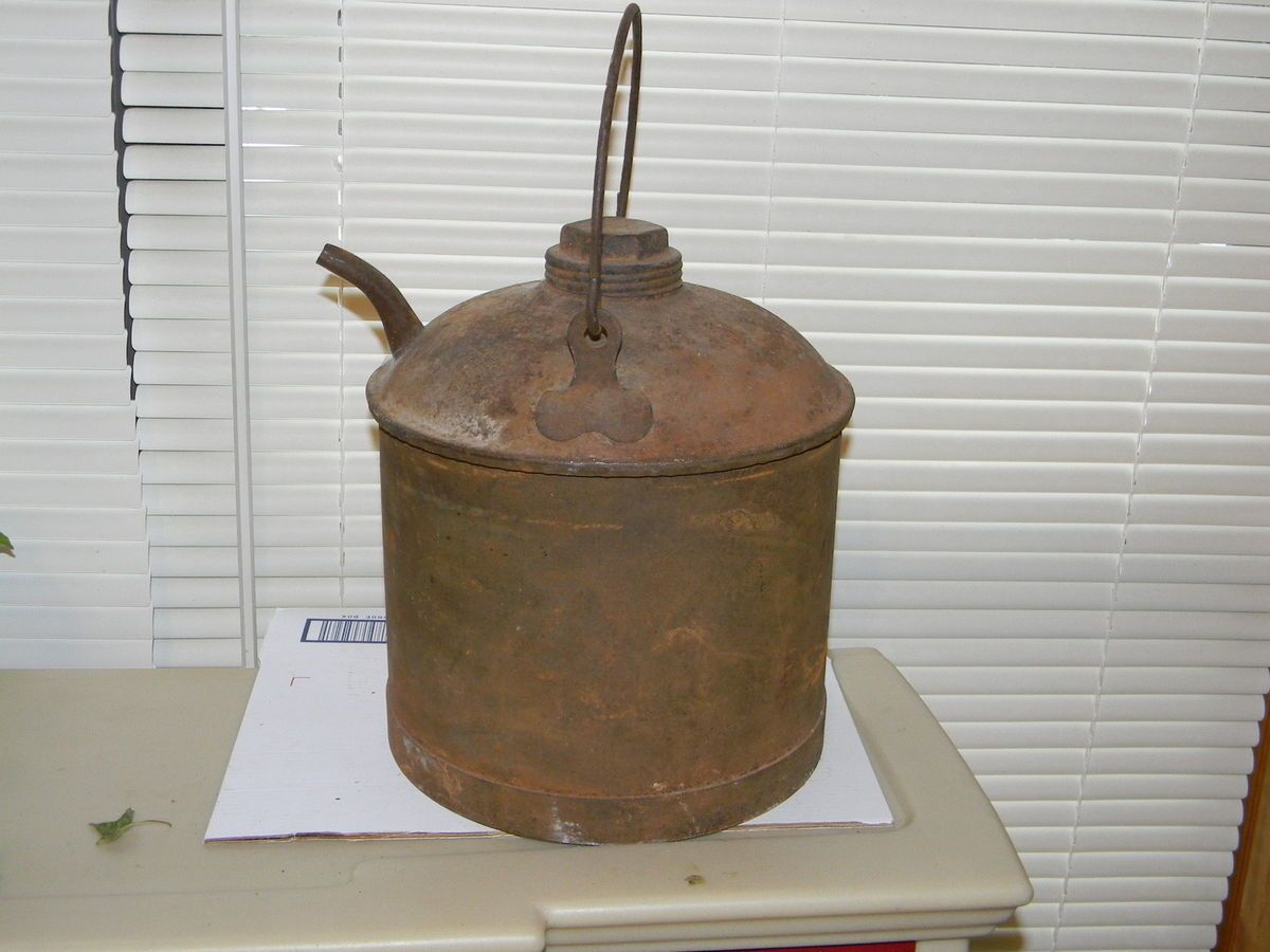 Antique Railroad Oil Kerosene Gas Water Can Bucket Pail