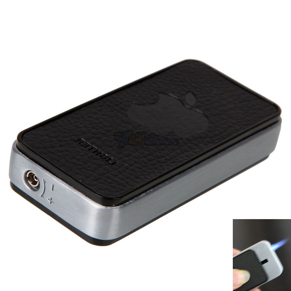 Apple Logo Windproof Refillable Butane Cigarette Lighter Black