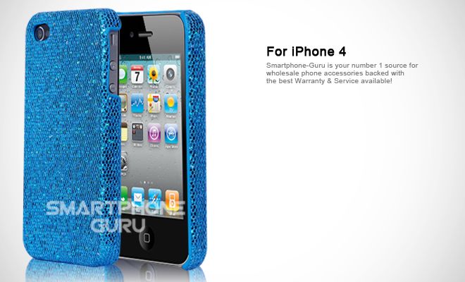 iPhone 4G Fly Aqua Blue Sparkling Glitter Bling Protective Case Cover 