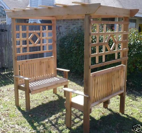 NEW ALL CEDAR WOOD DOUBLE GARDEN ARBOR BENCH ARCH 2 BENCHES NEARLY 8 