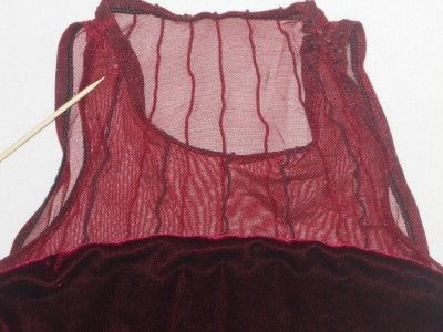 Del Arbour Burgundy Sheer Ice Skating Dress Woman 4 6