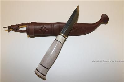 85mm Handmade Scandinavian Bushcraft Puukko Knife Reindeer Bone Handle 