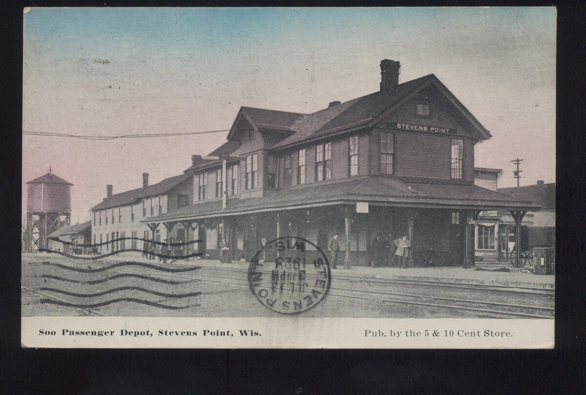   Wisconsin Railroad Depot Train Station Antique Vintage Postcard