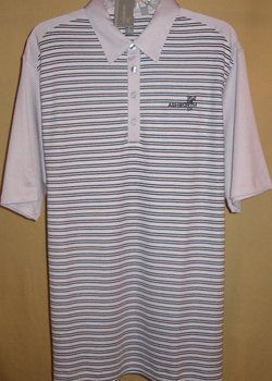 Ashworth Tour Logo 4 Button Cotton Stripe s s Polo XL Arnett