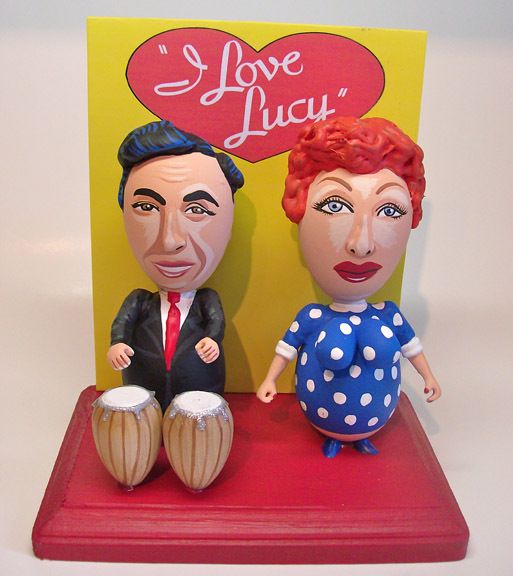 Love Lucy LUCILLE BALL & DESI ARNAZ cartoon egg art figure   1 OF 