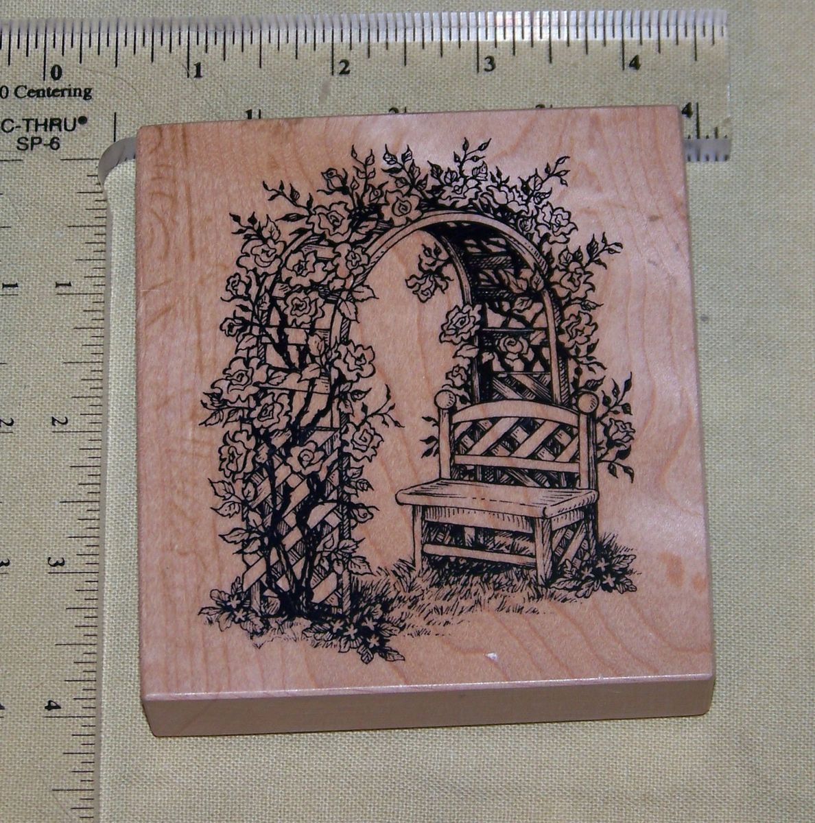 PSX Rubber Stamp Rose Arbor Garden Bench Flower