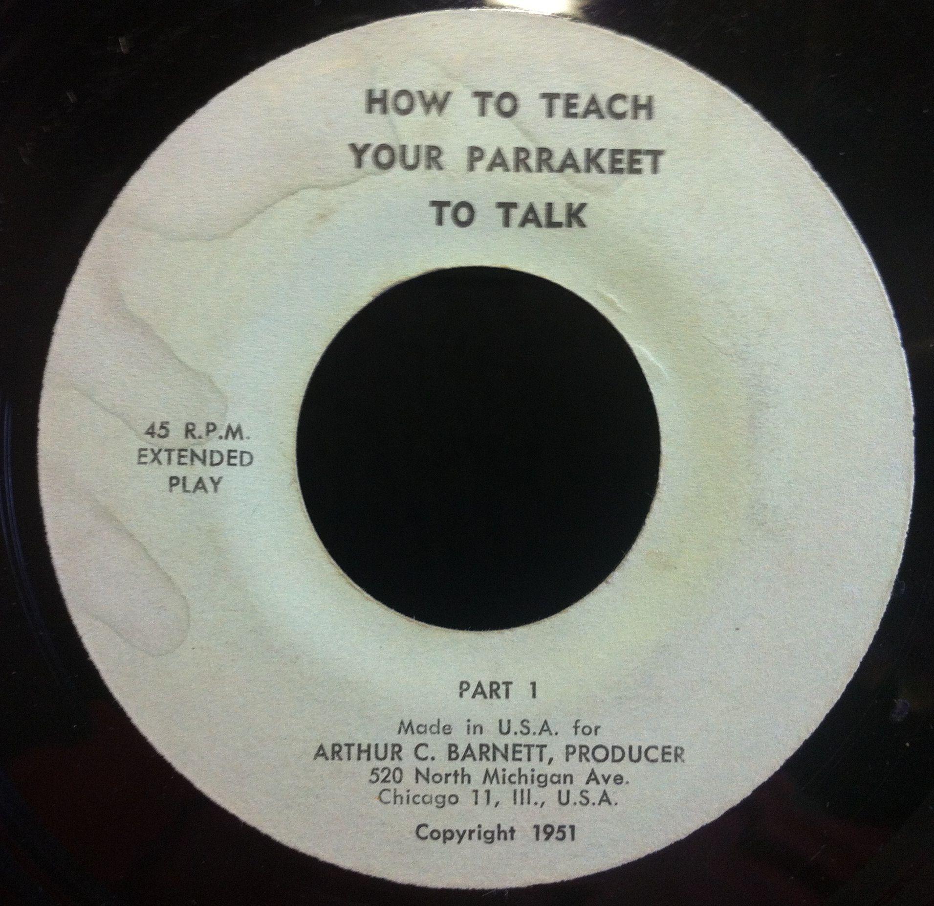 ARTHUR C BARNETT teach your parakeet to talk 7 VG+ BARNETT EZCW 8699 