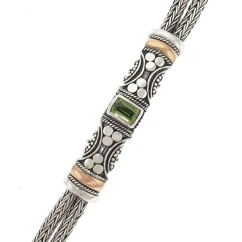 Sterling Silver 18K Vermeil Peridot Artisan Bracelet