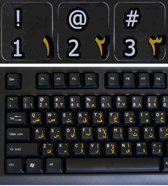 Arabic Keyboard Stickers Black Non Transparent Background Language 