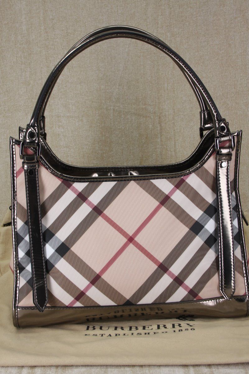 New Burberry Ashmore Nova Check Shopper Bag Tote Nickle