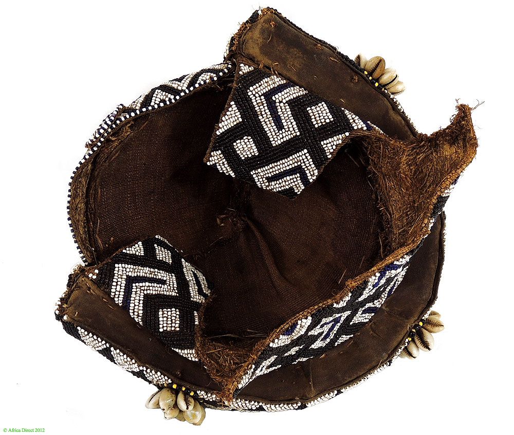 Kuba Royal Hat Mpaan with Beads and Cowrie Shells African