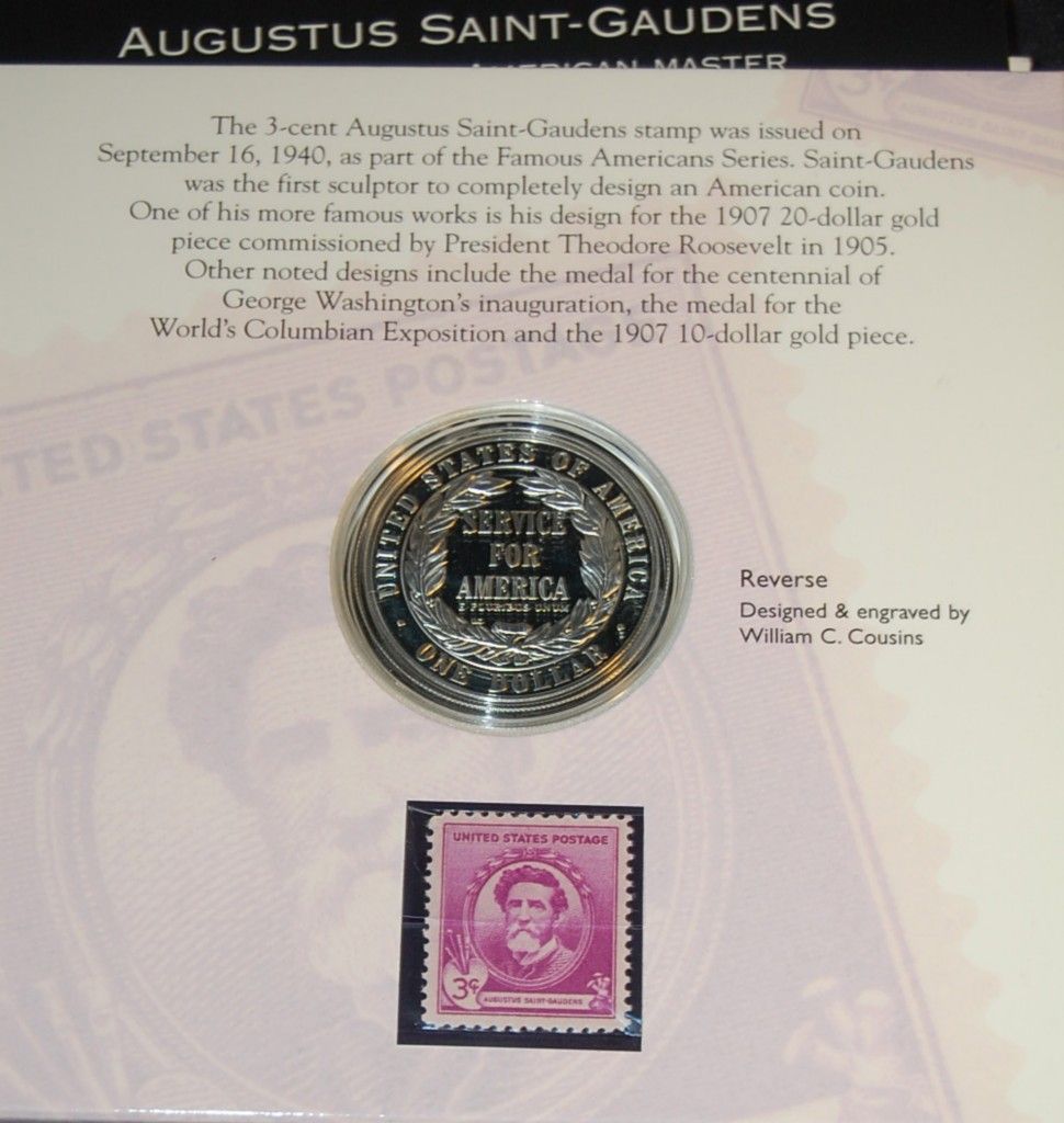   Community Service Augustus Saint Gaudens Silver Dollar Stamp