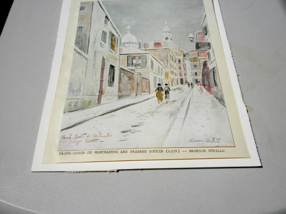 VINTAGE MAURICE UTRILLO PRINT 1934 SACRE COEUR DE MONTMARTRE & PASSAGE 