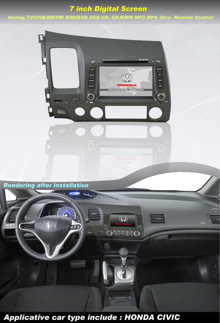 In Dash Car DVD Player GPS Radio System with 7Touch LCD for Honda 